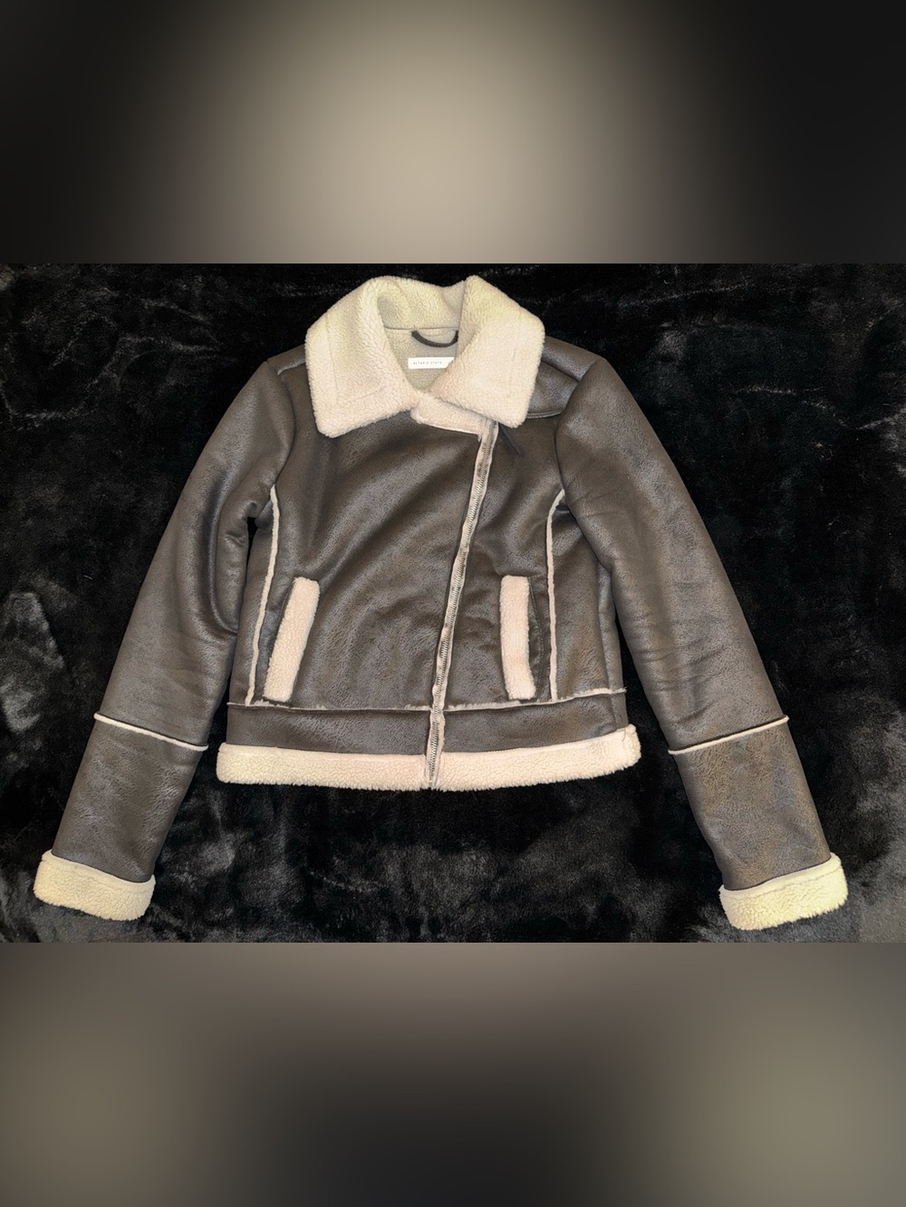 Altar'd State Cream and Black Faux Shearling Jacket